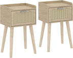LAATOOREE Nightstands Set of 2, Small Bed Side Table with Fluted Door