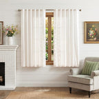 jinchan Belrose Linen Floral Cafe Curtains 54 Inch Length Embroidered Farmhouse - Image 2