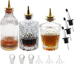 LINALL Bitters Bottle Set - Syrup Bottles with Stainless Steel Pourers, Glass Vintage Bottle,