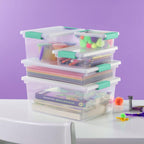 Sterilite Clip Box, Stackable Clear Plastic Bins- Large, 6-Pack