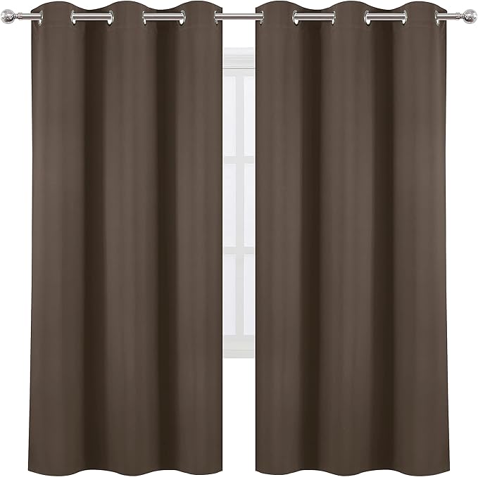 LEMOMO Chocolate Brown Thermal Blackout Curtains/42 x 72 Inch/Set of 2 Panels - Image 2