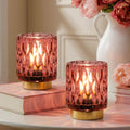 Battery Operated Table Lamp Timer, Small Cordless Lamps Decorative, 2 Pink