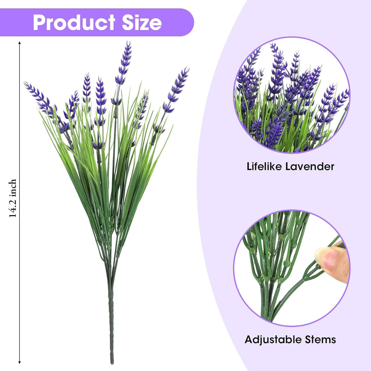 Bassion 24 Bundles Fake Lavender Artificial Flowers for Outdoors, Purple