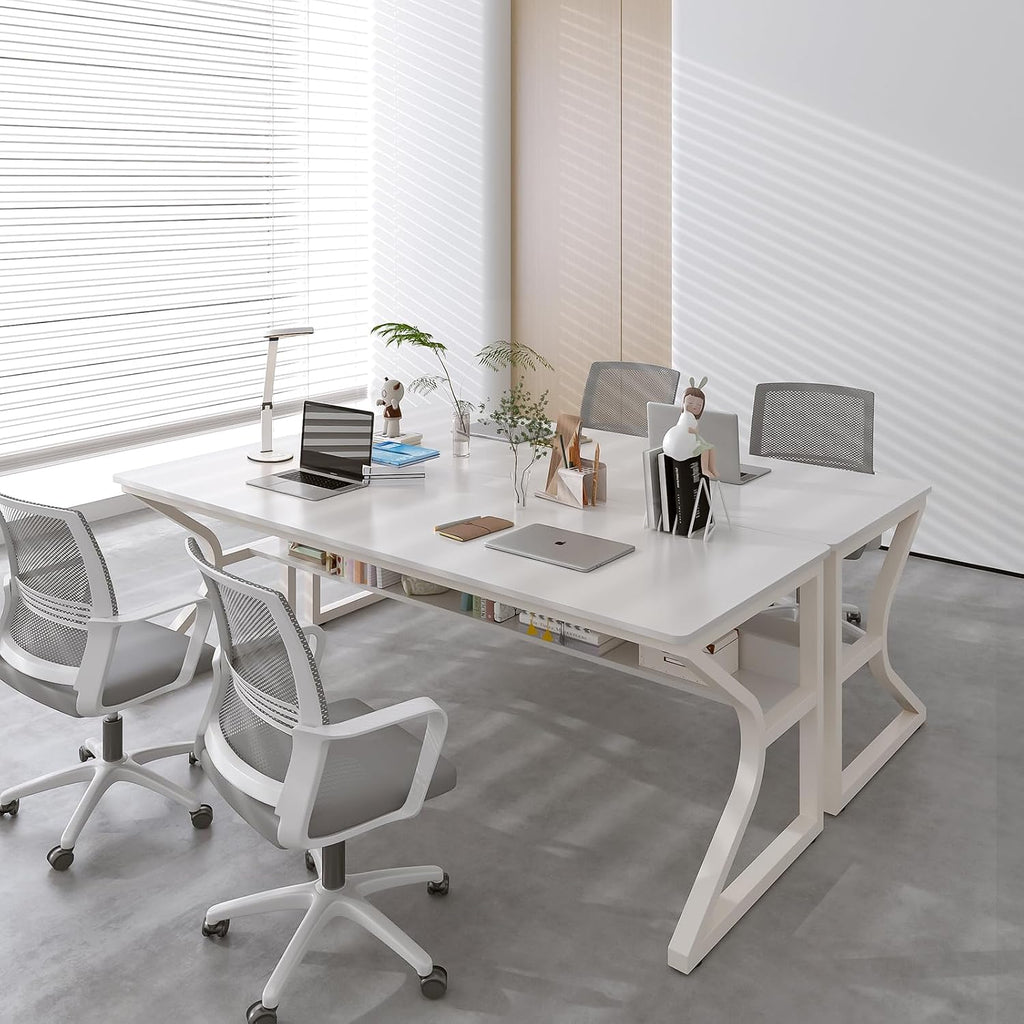 OSCHF 71-Inch Extra Long Desk with Storage Shelf, Warm White