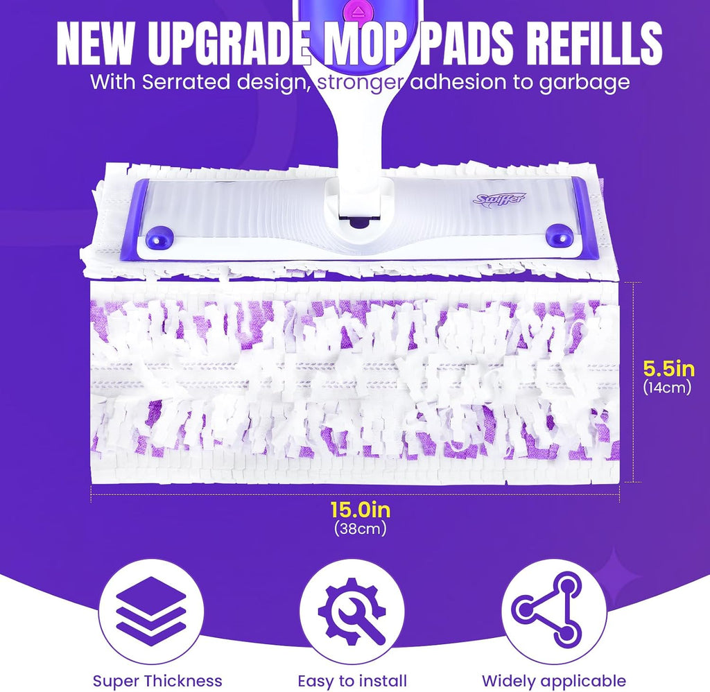 24 Pcs Power Mop Pads Refills for Swiffer PowerMop — Affordable Disposable Wet Mop Replacement Pads that Work Like the Name Brand for Less