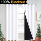 Yakamok Pure White 100% Blackout Curtains, 2 Thick Layers Completely Blackout - Image 2