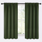 NICETOWN Dark Green Blackout Cafe Satin Curtains by NICETOWN