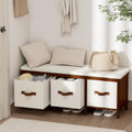 Shoe Bench, 43.3" Storage Bench, Entryway Bench with Cushion Seat