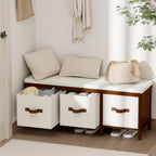 Shoe Bench, 43.3" Storage Bench, Entryway Bench with Cushion Seat