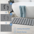 AWW Foldable Stone Bath Mat, Diatomaceous Quick Dry Shower Mat, Grey