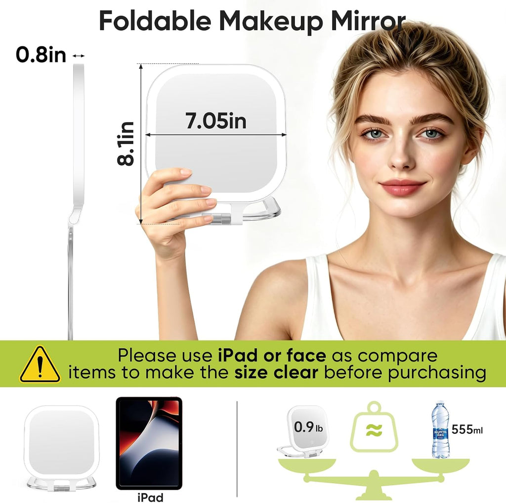 FUNTOUCH Rechargeable 7" Travel Makeup Mirror 30X Magnification,White