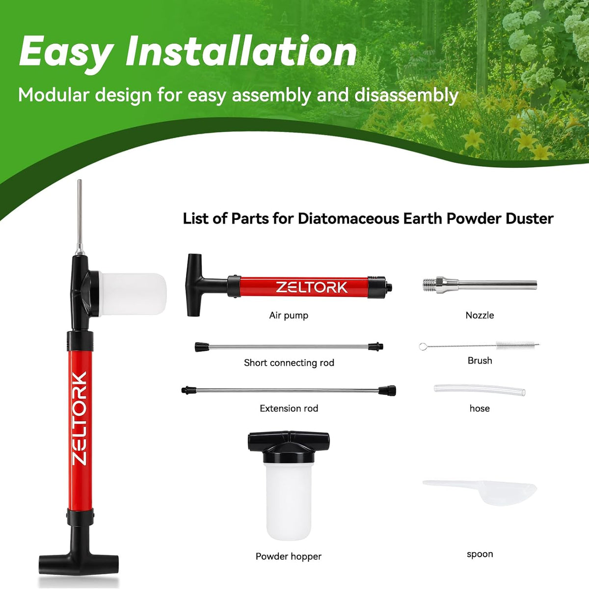 Diatomaceous Earth Powder Duster with Cleaning Brush