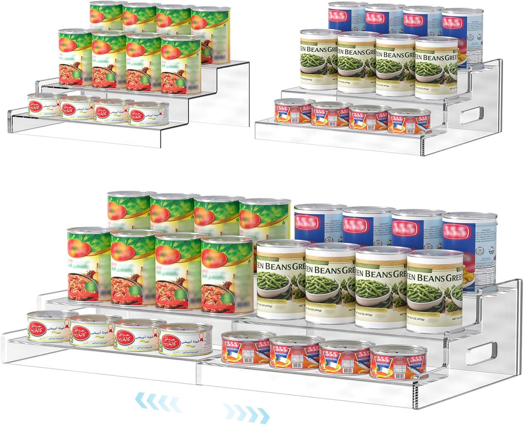 Expandable Can Organizer for Pantry, 3-Tier Adjustable Can Storage Holder