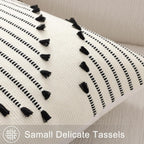 Mecatny Boho Outdoor Throw Pillow Covers 18x18 Set of 2 Black & Cream White