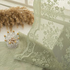 YJ YANJUN Vintage Lace Curtains 90 Inches Long-Victorian Floral Pattern Sage by YJYANJUN