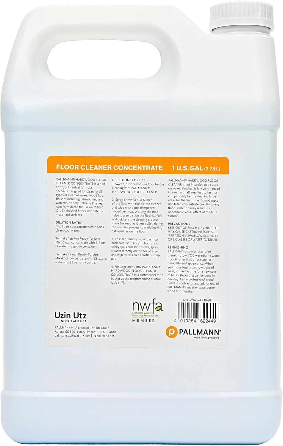 Pallmann Hardwood Floor Cleaner Concentrate - 1 Gallon - Residue Free