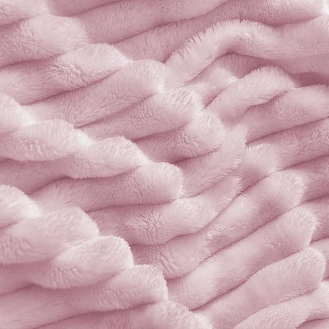 BEDELITE Fleece Throw Blanket for Couch – 3D Ribbed Jacquard Soft and Warm - Image 3