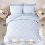 Full Size Comforter Sets for Girls - 7 Pieces Blue Bow Bed in a Bag
