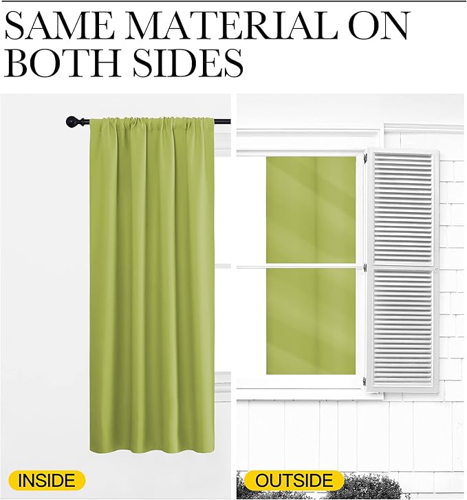 NICETOWN Blackout Curtains for Bedroom, Fresh Green, 1 Pair, 62 by 63-inch - Image 5