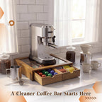 Wooden Coffee Pods Organizer Storage Box with Acrylic Lid, Natural