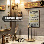 Happiness Can Be Found Even In The Darkest Metal Signs, Vintage Magic Sign for Movie Wizard Theme Lovers Office Decor Motivational Room Wall Decor, 12x8 Inches