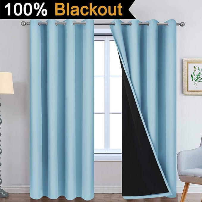 Yakamok 100% Blackout Curtains Energy Saving Thermal Insulated 2 Thick Layers - Image 2