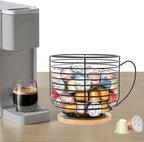 Large Capacity Coffee Pod K Cup Holders - Storage Organizer - Black Wire Rack - Coffee Bar Accessories