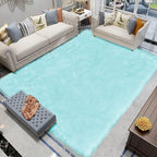 Latepis Light Blue Area 8x10 Faux Sheepskin Fur Rug Teal Rugs by Latepis