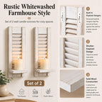 Farmhouse Wall Candle Holders Set of 2, White Wood Shutter Decor