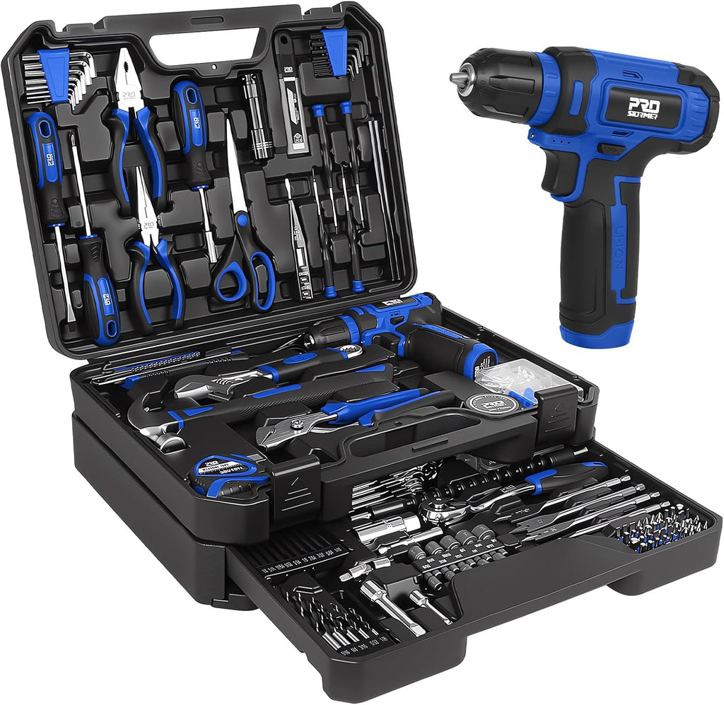Prostormer Home Tool Kit with 8V Cordless Drill Driver, Green