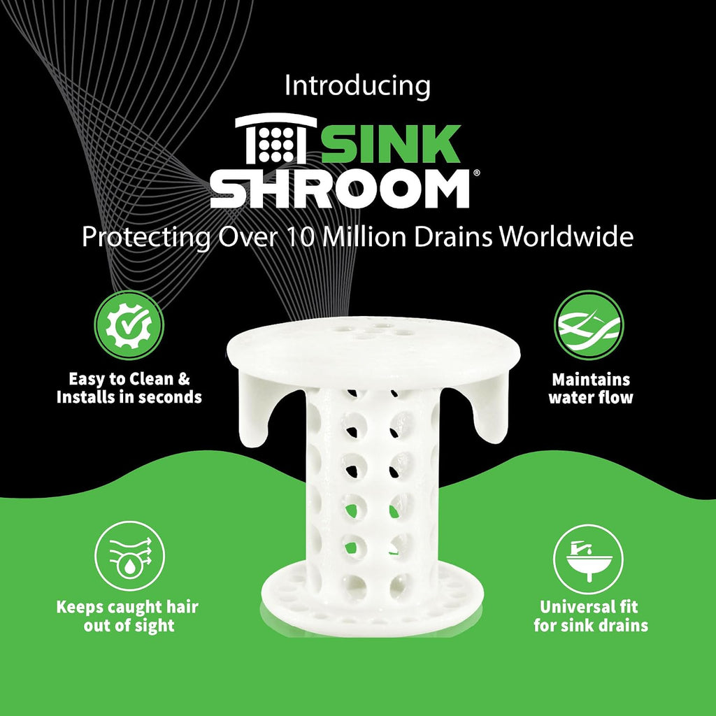 SinkShroom The Revolutionary Sink Drain Protector Hair Catcher/Strainer/Snare, White