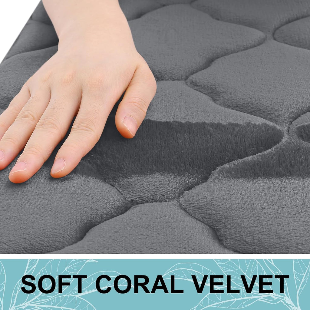 OLANLY Memory Foam Bath Mat Rug 30x20, Ultra Soft Bathroom Rugs, Dark Grey