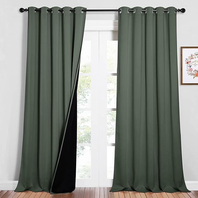 NICETOWN Full Shading Curtains for Windows, Super Heavy-Duty Black Lined by NICETOWN