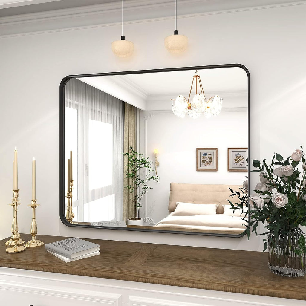 VooBang Bathroom Mirror 24"x32", Black Gorgeous Deep Frame Wall Mirror