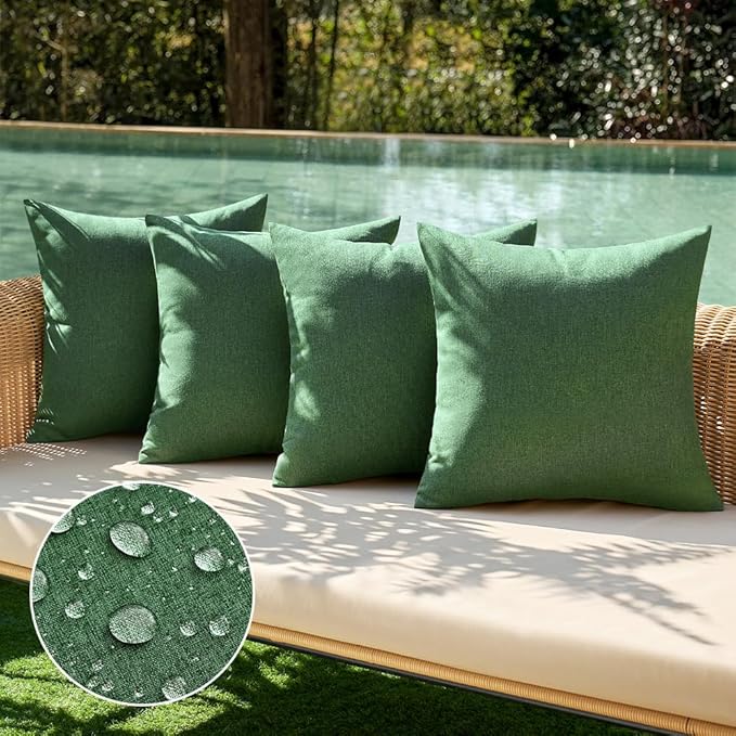 MIULEE Pack of 4 Decorative Solid Waterproof Throw Pillow Covers Linen Garden by MIULEE