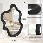 Large Irregular Wavy Mirror Modern Cloud Wall Mirror Asymmetrical Wooden Framed Wall Mirror Wall Mounted Unique Shape Vanity Artistic Mirror Decor for Bedroom Living Room Bathroom Entryway