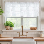 jinchan Ruffled Valance Curtain Shabbychic Farmhouse 18 Inch 1 Panel White