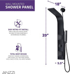 ANZZI Aura 2 Jetted Shower Panel With Heavy Rain Shower & Spray Wand