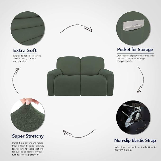 PureFit Super Stretch Loveseat Recliner Sofa Couch Cover - Image 3