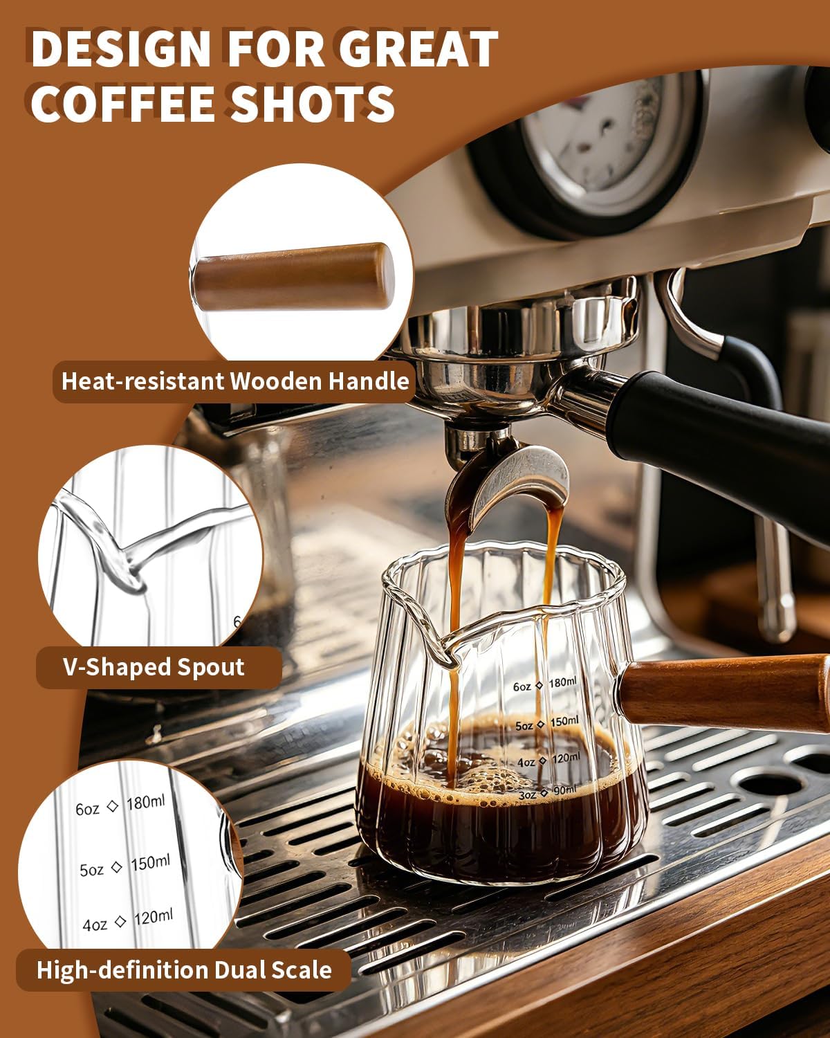 2Pcs Espresso Cups & Spoons, Ribbed Milk Frothing Cup, Espresso Accessories