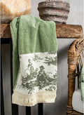 2 Pack Sage Green Hand Towels with Tassels for Bathroom Kitchen Decor, 13x32Inch 100% Cotton Ultra Soft Highly Absorbent,Farmhouse Vintage Towels for French Country Decor