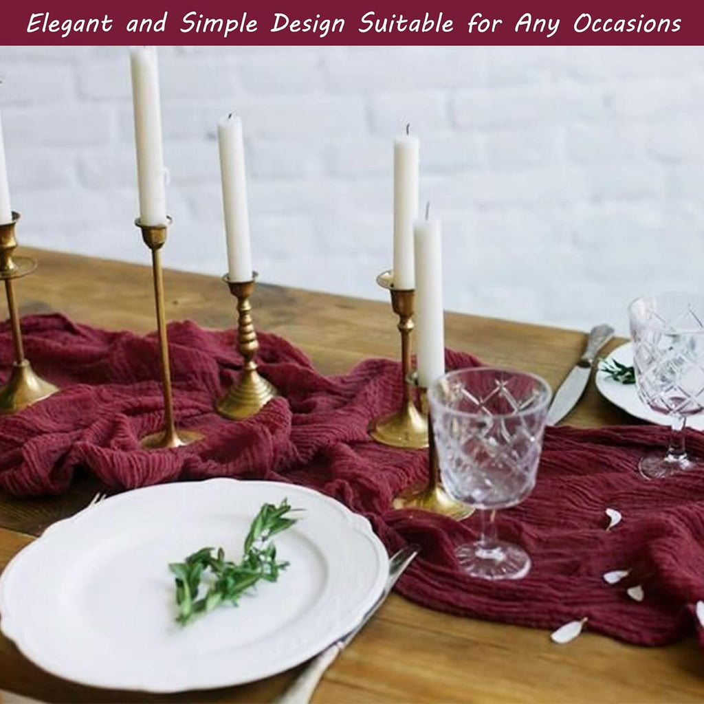 35x120 Inch Burgundy Cheesecloth Table Runner Fall Wedding Party Home Decor