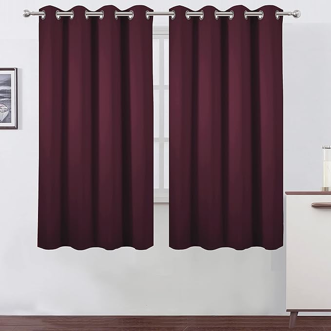 LEMOMO Burgundy Red Blackout Curtains 66 x 63 Inch Length/Set of 2 Curtain by Lemomo