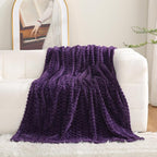 Puncuntex Deep Purple Throw Blanket 50"×60" inches Fuzzy 3D Jacquard Decorative by Puncuntex