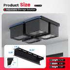Overhead Garage Storage Rack for 4 Bins, 8pcs Connectable Single Rails