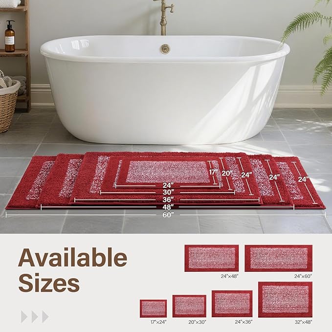 70x24 Long Bathroom Rugs Washable Non Slip, Soft Absorbent Quick Dry Mats - Image 6
