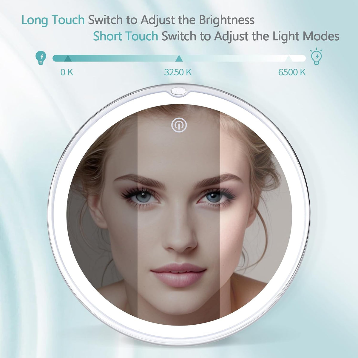Lighted Makeup Mirror with 30X Magnification, 30X Magnifying Mirror Suction Cup with Light, 3 Color Modes and Adjustable Brightness, 360°Swivel Magnifying Mirrors with Light for Vanity 1500mAh