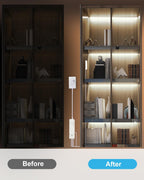 JUSJUBR Display Cabinet Lights, 32.8ft 24V Dimmable Cuttable COB LED Strip Lights, Cold White 6000K, Under Cabinet Lighting for Shelves, Bookshelves, Display Cases, Cabinets, Kitchens and Closets