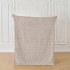 Boho Throw Blanket Soft & Fluffy Fleece, Neutral Brown Color, Cute & Aesthetic, Perfect for Sofa, Couch, Chair, Bed, Living Room & Bedroom, All-Season Use, Plush & Cozy Decorative Blanket 50'x60