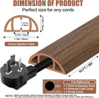 Floor Cord Cover Cable Cavity Self Adhesive Cord Hider Floor 10FT Floor Cable Management Power Cord Protector Floor Electric Cord Covers for Offices, Gym, Exhibitions (Misty Brown Wood, 1.18" x 10')